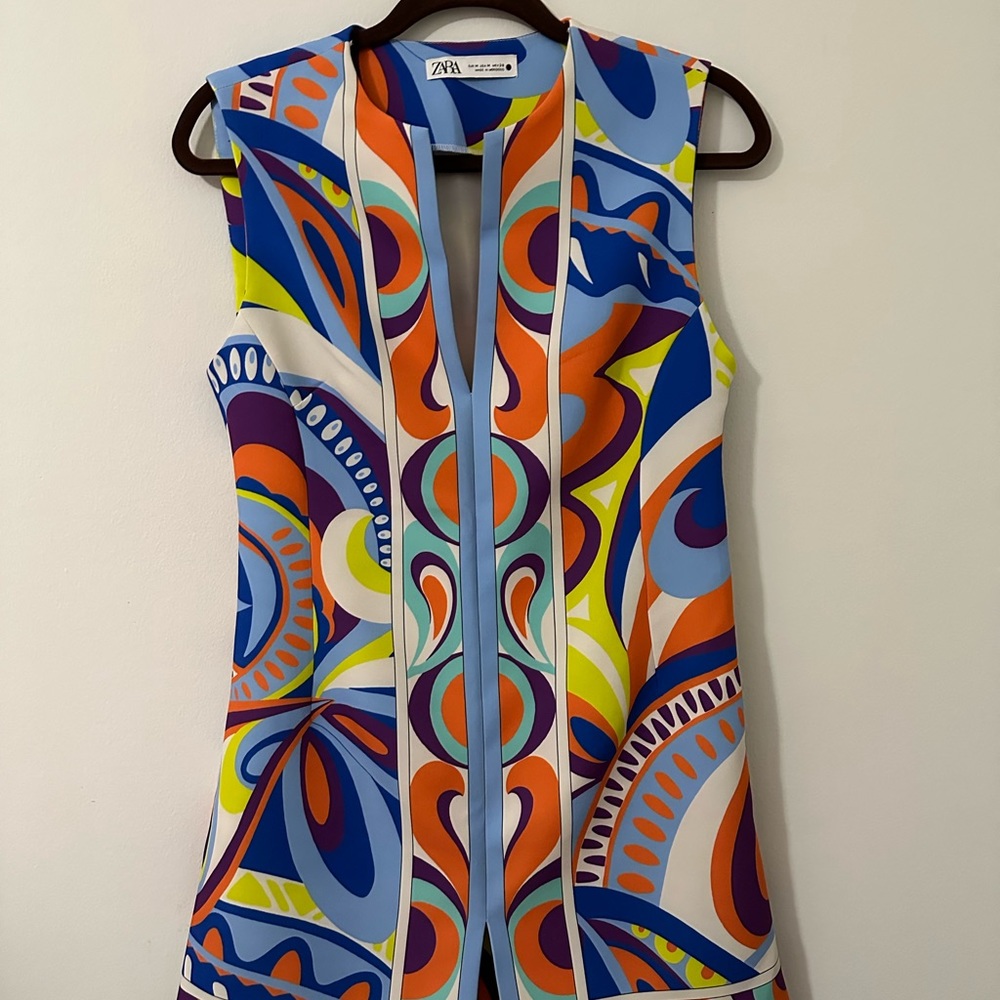 Zara multicolor printed mini dress size M